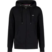 Gant för män. 2007059 Shield huvtröja med dragkedja och huva svart (3XL), Casual, Bomull