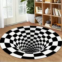HGHT 3D Rutig Rund Områdesmatta Sovrum Köksmatta Tvättbar Inomhus Golvaccent Badrumsmatta för Vardagsrum Hemmakontor Hall 40X40CM