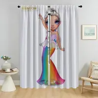 Household supplies MH Rainbow High Myggnät för Vardagsrum Halloween Dekoration Mörkläggningsgardin för Rum 2 Paneler Avskärmning Persienner Hem W50xH70cmx2pcs-CL