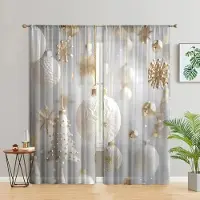 Household supplies MH 2 stycken, Julkula snöflinga gardiner - halv mörkläggande - lämpliga för vardagsrum, sovrum, kök, julhemsdekoration W150CM H166CM&Rod pocket