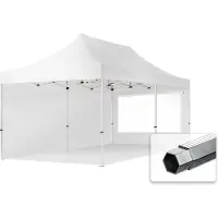 TOOLPORT 3x6 m snabbtält, Professional aluminium, med sidodelar (panoramafönster), vit