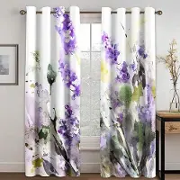 Textilien 2 ST Charmiga Gardiner med Blomtryck Fjäril Blommiga Gardiner för Sovrum Vardagsrum Kök Fönstergardiner Öljetter Upphängning cortin 2x250W250H(CM)&Grommet Top