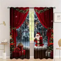 Yiran Furniture 2 st Set av Jultomten Julgardiner-Digitaltryck, Kanalficka Design, Polyester -Perfekt För Vardagsrum, Kök, Sovrum W65X60H(cm)X2Pcs&Hook gray