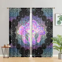 Household supplies MH 2 stycken, Böhmiska Mandala psykedeliska svampgardiner -30% mörkläggning - lämpliga för vardagsrum, sovrum och heminredning. W150CM H166CM&Rod pocket