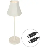 QAZQA Retro bordslampa laddningsbar IP44 off-vit - Granny