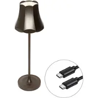 QAZQA Retro bordslampa mörk brons laddningsbar IP44 - Granny