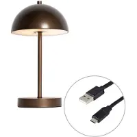 QAZQA Bordslampa för utomhusbruk mörkbrons uppladdningsbar inkl. LED 3-stegs dimbar - Keira