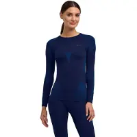 Falke - Underställ dam - Longsleeved Shirt Warm W Space Blue för Unisex - Storlek XL - Marinblå