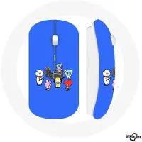 CAPACHEAP Souris Sans Fil BTS BT21 Tata Chimmy Cooky Rj Koya Shooky Et Mang Jouent De la musique Fond Bleu