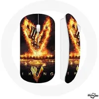 MANIACASE Souris Sans Fil Vikings Série Saison 6 logo V Epée de Feu Fond Noir