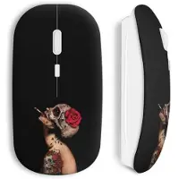 CAPACHEAP Souris Sans Fil Dark Girl Roses