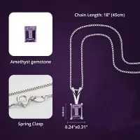 YIRAN Jewelry 100 %925 Sterling Silver 6 *8mm Glittrande Topas Hänge Dam Ametist Sten Hängen Halsband För Kvinnor Bröllop Fina Smycken