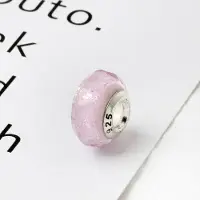 YIRAN Jewelry 100 % 925 Sterlingsilver Rosa Glaspärlor Passar Berlocker Silver 925 Original Armband Gör-det-själv Kvinnor Autentiska S925 Smycken rosa