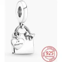Allbestart Äkta 925 Sterling Silver Shoppingväska Hängberlock Passar Original Mode Armband Armring DIY Smyckestillverkning Pärlor