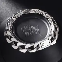Allbestart 100% S925 Sterling Silver Armband Klassiskt Antikt Trend Växtmönster Slät Handkedja Rent Argentum Herrarmband 21.5cm 44g