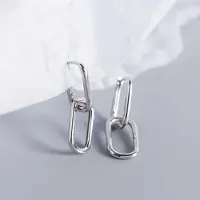 YIRAN Jewelry Autentiska 925 Sterling Silver Geometriska Ovala Creoler för Kvinnor Enkel Metallstil Avtagbara Örhängen för Kvinnor E -073 white