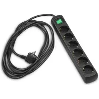 Hama 00223011, 6 AC-utgångar, 3 m, Kabel, Svart, 445 mm, 95 mm