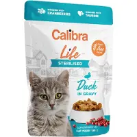 Calibra Life Pouch Steriliserad Anka I Sås 28x85g Blötmat För Katter