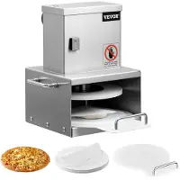 Vevor elektrisk pizzadegpressmaskin, 6 tums pizzadegpressplatta, brödpress i rostfritt stål, kommersiell formningsmaskin med justerbar tjocklek, med 100 st bakplåtspapper