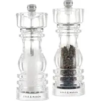 Cole & Mason H233107, Set med salt- och pepparkvarnar, Transparent, Akryl, Peppar, Salt, 180 mm