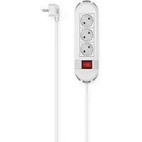 Hama 00223032, 3 AC-utgångar, 3 m, Kabel, Vit, 355 mm, 95 mm