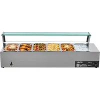 Vevor Commercial Electric Food Warmer Bänkskiva buffé 6*5Qt med glassköld