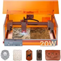 Vevor lasergravör, 20W, lasergraverings- och skärmaskin med hölje, laserskärare och gravör, 7000 mm/min, 300 x 300 mm arbetsyta, för trä, läder, glas, vissa metaller, klass 1