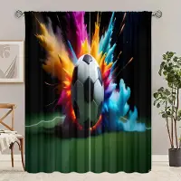 Household supplies MH 2 stycken - Gardin med fotbollstryck - Polyestermaterial - lämplig för sovrum, vardagsrum, arbetsrum, privat utrymme 30X65inch