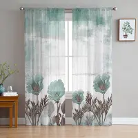 Household supplies MH Rustika Vintage Blommiga Växt Abstrakta Skira Gardiner för Vardagsrumsdekoration Fönstergardiner Kök Tyll Voile Gardiner W135 x H115cm x1 white
