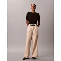 Calvin Klein Stretch Chino Pleated Wide Leg Trousers