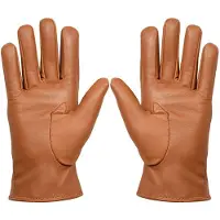 Infinity Leather Womens Tan Leather Thermal Gloves