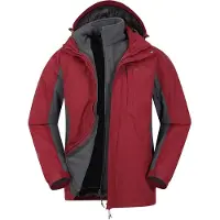 Mountain Warehouse Mens Thunderstorm 3 in 1 Vattentät jacka (Röd)