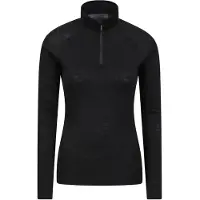 Mountain Warehouse Värmetröja i merinoull med dragkedja och halsringning för dam och dam (Svart)