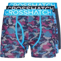 Crosshatch Mens Linamo MVE Boxershorts med öppen gylf (Förpackning med 3) (Blå)