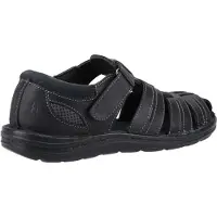 Hush puppies Mens Albert Fisherman Leather Sandals 8 UK svart