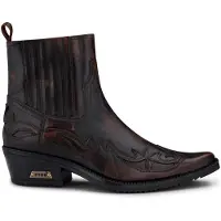 Infinity Leather Svarta/bruna Winklepicker Cowboy Ankelkängor för herrar