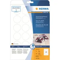 Herma Etiketter Special 40mm runda vita matta permanenta självhäftande etiketter av säkerhets-/förseglingsfilm med 25 ark x 24 etiketter (600 st.)