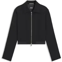 BOSS Regular-fit zip-up jacket in crepe fabric