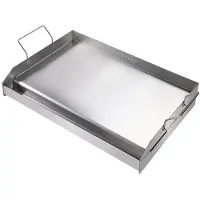 Vevor Stekpanna för spishäll, 63 x 40 cm, förkryddat stekpanna i rostfritt stål, rektangulär stekpanna med dubbel brännare, non-stick familjekokkärl med handtag och oljespår, för grill, gasgrill, silv