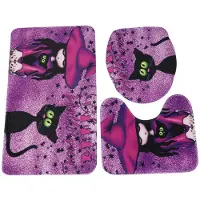 TOMTOP JMS 3 ST Häxmönster Polyester Toalettmatta Matta Halkfri Badrumsmatta Matta Toalettlockskydd Set Badrum