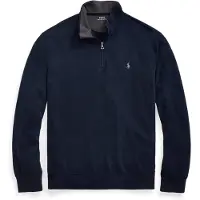 Ralph Lauren för män. 710812963003 Pullover Navy zip (XL), Casual, Bomull, Lång ärm, Marino