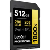 Lexar SDXC Pro 1800x 512GB 280MB/S UHS-II U3 V60