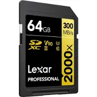Lexar SDXC 64GB 300MB/s 2000x V90 Class 10 UHS-II Professional