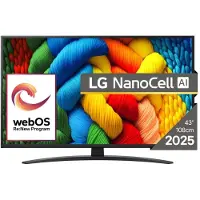 LG 43NANO81A3A - 43 Diagonal klass Nano81 Series LED-bakgrundsbelyst LCD-TV - Smart TV - webOS - 4K UHD (2160p) 3840 x 2160 - HDR - Direct LED, Nano Cell AI Display