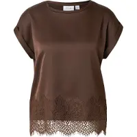 Vila Ellette Full Satin Lace Top Kortärmad Blus
