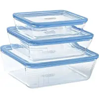 Pyrex Tre-delad transparent matlåda set i blått