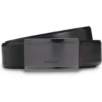HUGO Italian-leather belt with logo-engraved plaque buckle