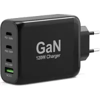 Port Designs PORT Connect - Strömadapter - GaN-teknik - 120 Watt - 5 A - PD, QC 3.0 - 4 utdatakontakter (USB typ A, 3 x USB-C) - Europa