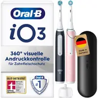 Oral-B iO Series 3 Eltandborste – dubbelpack – svart och rosa