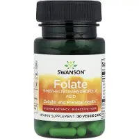 Swanson Health Folsyra, Veggiekapslar 30 (1,360Mcg Dfe per tablett)